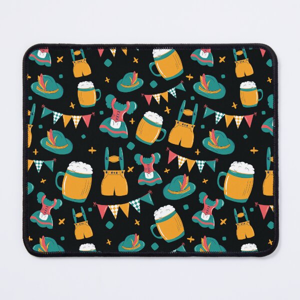Item preview, Beer, Dirndl and Lederhosen Oktoberfest Pattern (Black) designed and sold by Geo De la Cruz.