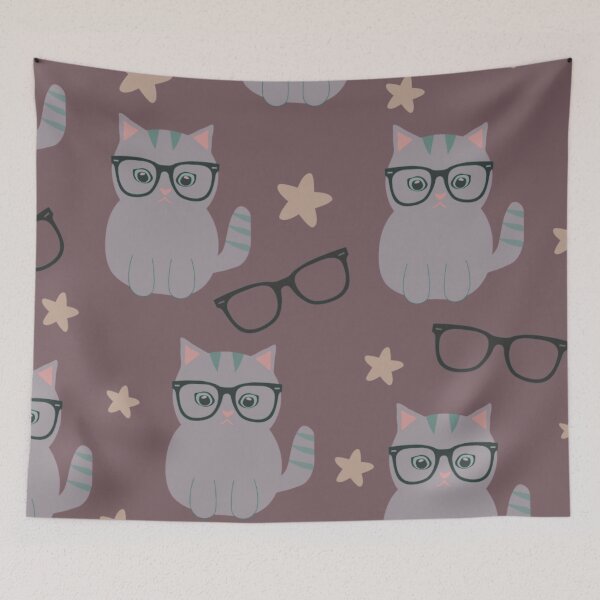 Item preview, Cute Cat With Glasses Pattern designed and sold by HappyLifeCreate.