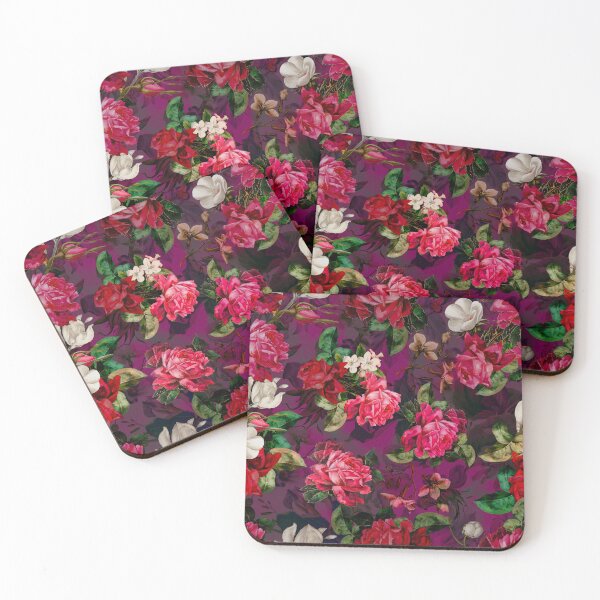 Item preview, Blooming flowers and roses heaven, floral illustration, botanical pattern, plants pattern, red magenta exotic floral garden designed and sold by ZeinabTaha.