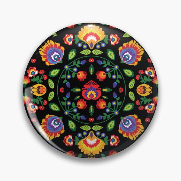 Item preview, Folklore flowers on black background designed and sold by FK-UK.