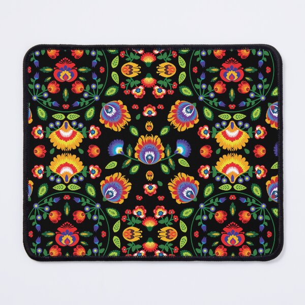 Item preview, Folklore flowers on black background designed and sold by FK-UK.
