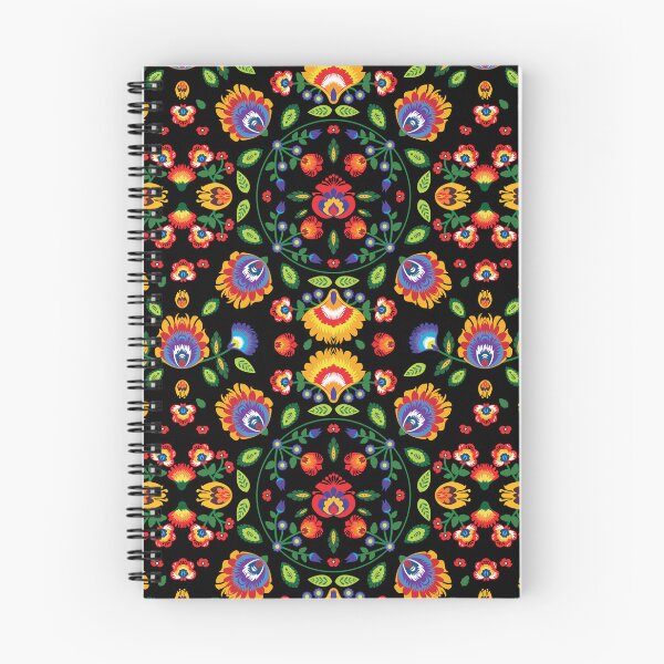 Item preview, Folklore flowers on black background designed and sold by FK-UK.