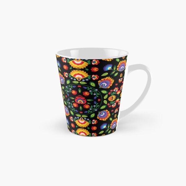 Vista previa del artículo con la obra «Flores folklóricas sobre fondo negro», diseñado y vendido por FK-UK.