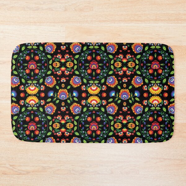 Item preview, Folklore flowers on black background designed and sold by FK-UK.
