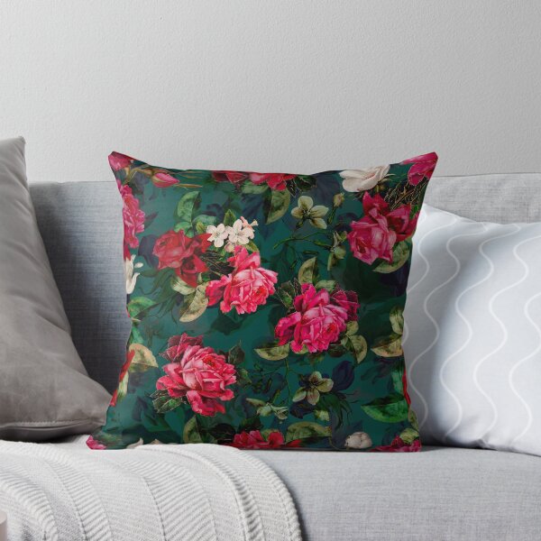 Item preview, Blooming flowers and roses heaven, floral illustration, botanical pattern, plants pattern, red magenta exotic floral garden designed and sold by ZeinabTaha.