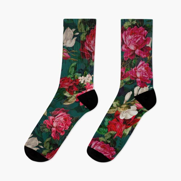 Item preview, Blooming flowers and roses heaven, floral illustration, botanical pattern, plants pattern, red magenta exotic floral garden designed and sold by ZeinabTaha.