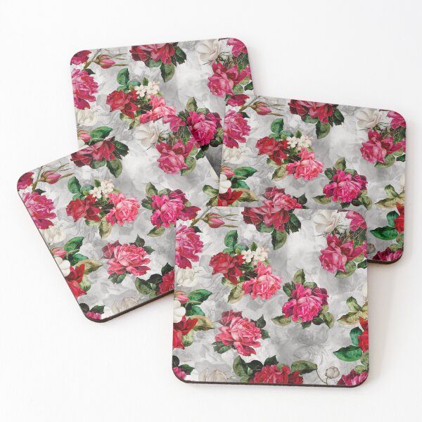 Item preview, Blooming flowers and roses heaven, floral illustration, botanical pattern, plants pattern, grey exotic floral garden designed and sold by ZeinabTaha.