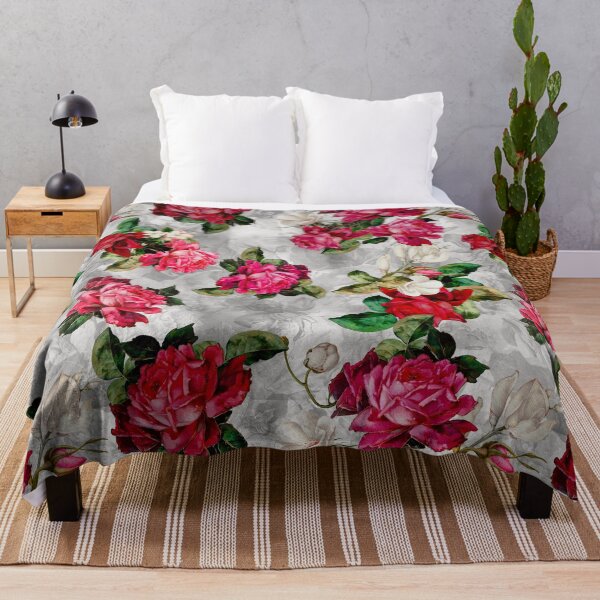 Item preview, Blooming flowers and roses heaven, floral illustration, botanical pattern, plants pattern, grey exotic floral garden designed and sold by ZeinabTaha.