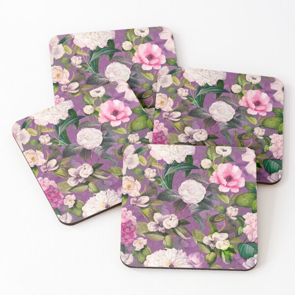Artikelvorschau, Verträumter Nachtgarten, Vintage Blumen und Rosen, botanisches Blumenmuster, lila Vintage botanische entworfen und verkauft von ZeinabTaha.