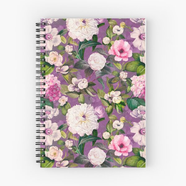 Artikelvorschau, Verträumter Nachtgarten, Vintage Blumen und Rosen, botanisches Blumenmuster, lila Vintage botanische entworfen und verkauft von ZeinabTaha.