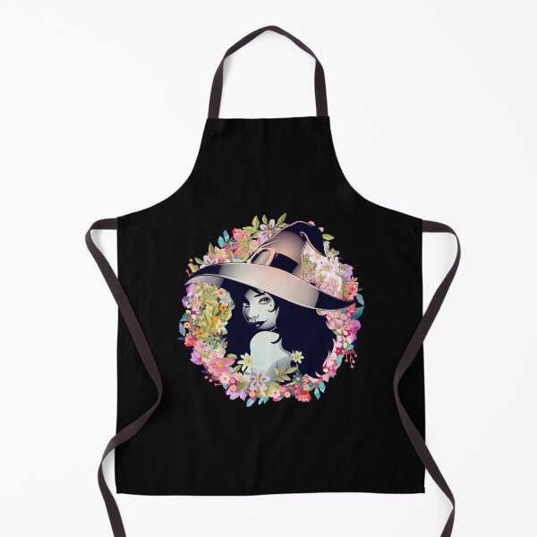 Item preview, Floral Witch Halloween print (black) designed and sold by CreepyCurator.