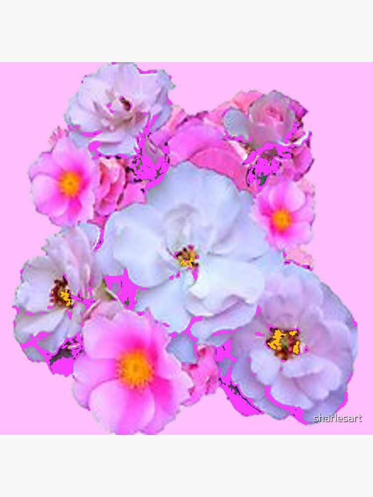 "PINK GARDEN ROSES BOUQUET PINK PATTERN ART" Sticker for Sale by