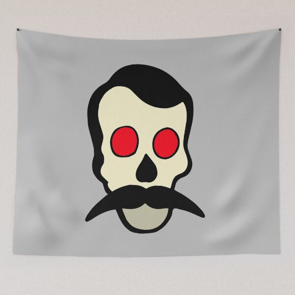Item preview, Big mustache skull with red eyes designed and sold by Basst64.