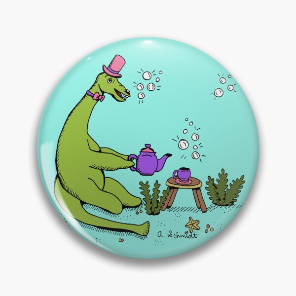 Item preview, Nessie Loch Ness Monster Cute Dapper Fancy Tea Party Original Illustration Art designed and sold by Intergalactic Unicorn: Art by Anna Schmidt.