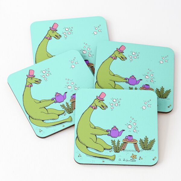 Item preview, Nessie Loch Ness Monster Cute Dapper Fancy Tea Party Original Illustration Art designed and sold by Intergalactic Unicorn: Art by Anna Schmidt.