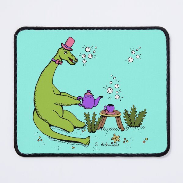Item preview, Nessie Loch Ness Monster Cute Dapper Fancy Tea Party Original Illustration Art designed and sold by Intergalactic Unicorn: Art by Anna Schmidt.