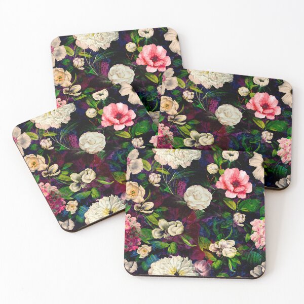 Item preview, Dreamy night garden, Vintage flowers and roses, botanical floral pattern, dark red vintage botanical designed and sold by ZeinabTaha.