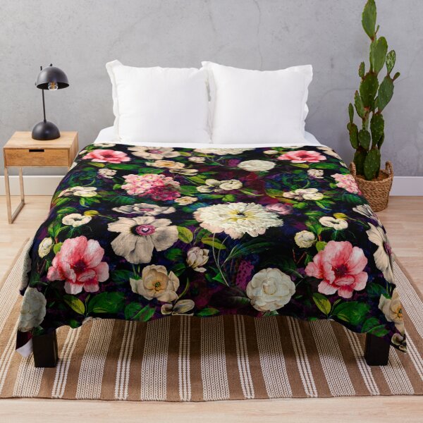 Item preview, Dreamy night garden, Vintage flowers and roses, botanical floral pattern, dark red vintage botanical designed and sold by ZeinabTaha.