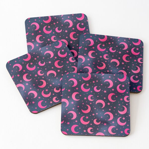 Item preview, Fluorescent Pink Crescent Moon Pattern On Black Background With A Navy Shimmer Effect designed and sold by LDTreasures.