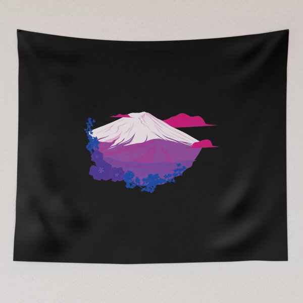 Item preview, Mountains, Clouds, and Flowers Bi Flag. Bisexual Pride designed and sold by Subtle Pride Shop.