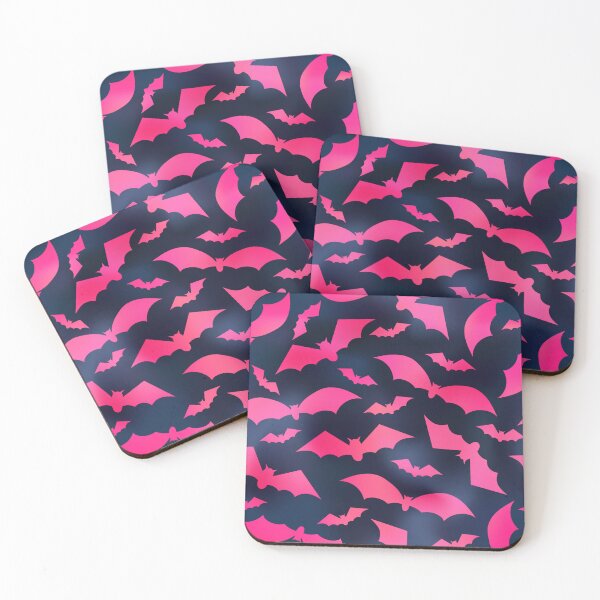 Item preview, Fluorescent Pink Bats Pattern On Black Background With A Navy Shimmer Effect designed and sold by LDTreasures.