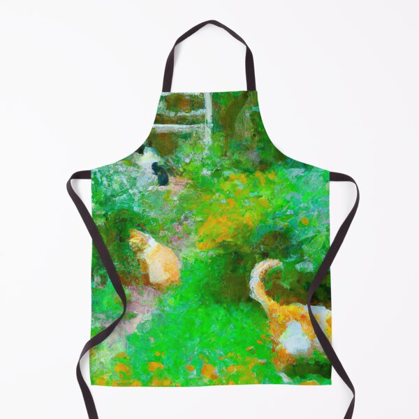 Item preview, impressionist style painting of a luscious garden filled with cats 2 designed and sold by xostarboyxo.