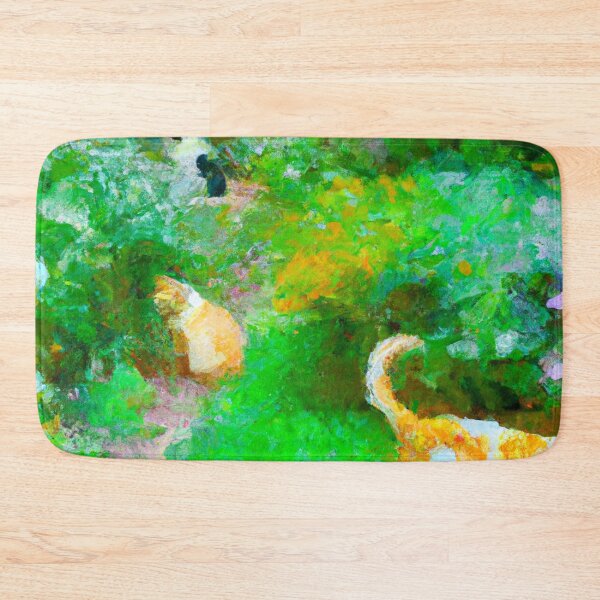 Item preview, impressionist style painting of a luscious garden filled with cats 2 designed and sold by xostarboyxo.