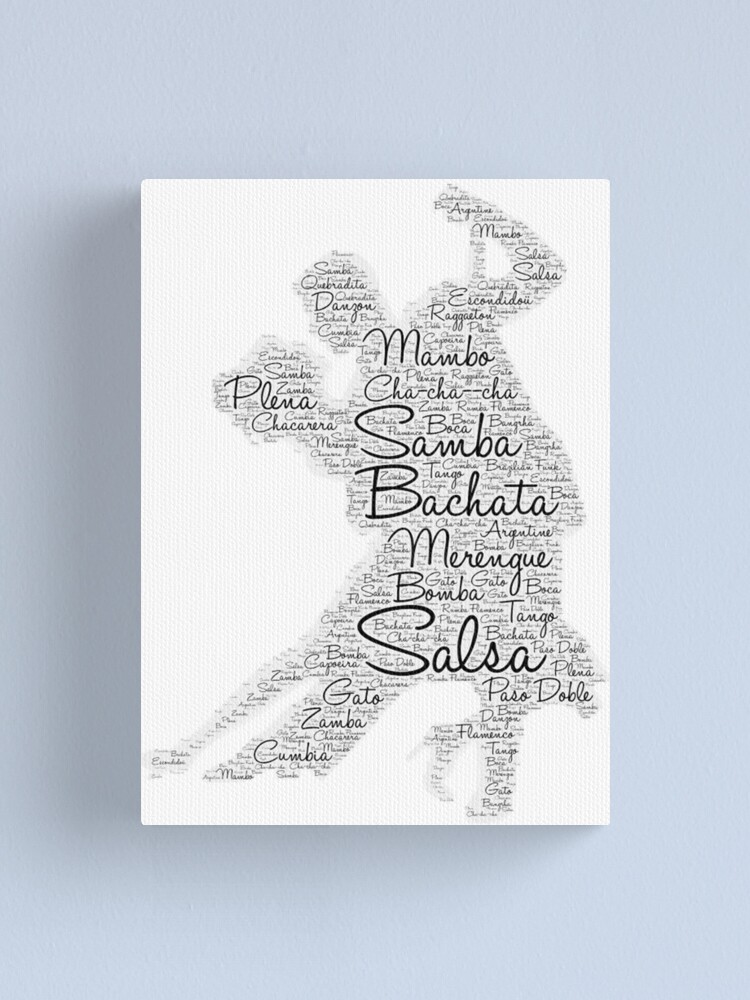 "Latin Dance Word Art Print 2" Canvas Print for Sale by Swigalicious