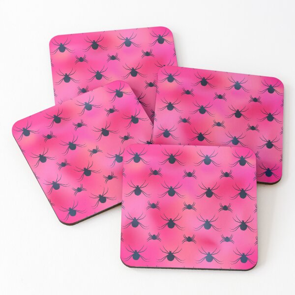 Item preview, Black Spider Pattern On Fluorescent Pink Background With A Pale Magenta Shimmer Effect designed and sold by LDTreasures.