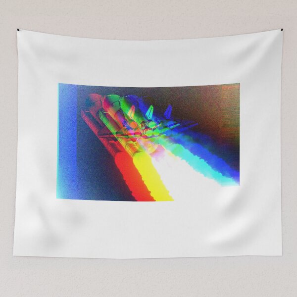 Item preview, Rainbow Rocketship Blast Off, Colorful Outer Space Spaceship Spacecore  designed and sold by SundaySoup.