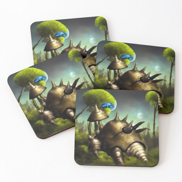 Item preview,  A spiky alien battlesnail with a trunk and umbrella antenna in alien planet setting I designed and sold by BrachiaST.