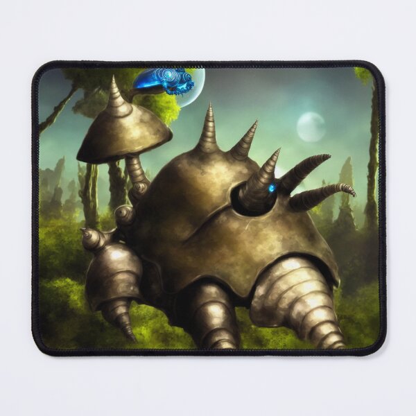 Item preview,  A spiky alien battlesnail with a trunk and umbrella antenna in alien planet setting I designed and sold by BrachiaST.