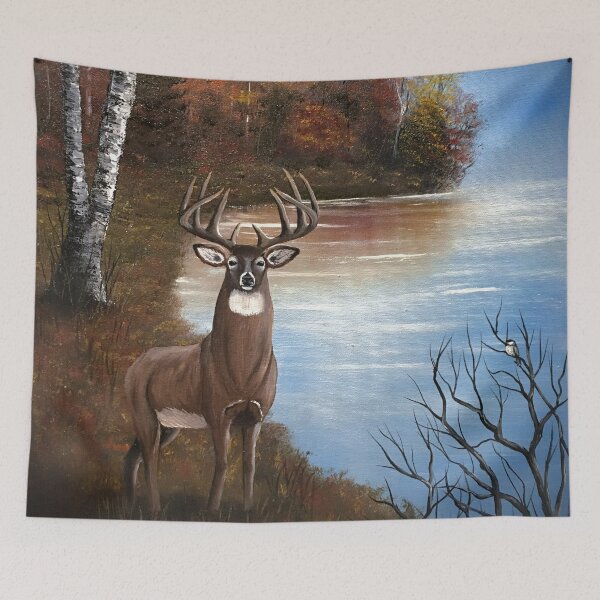 Item preview, Autumn Deer Oil Painting designed and sold by SistersInArtN.