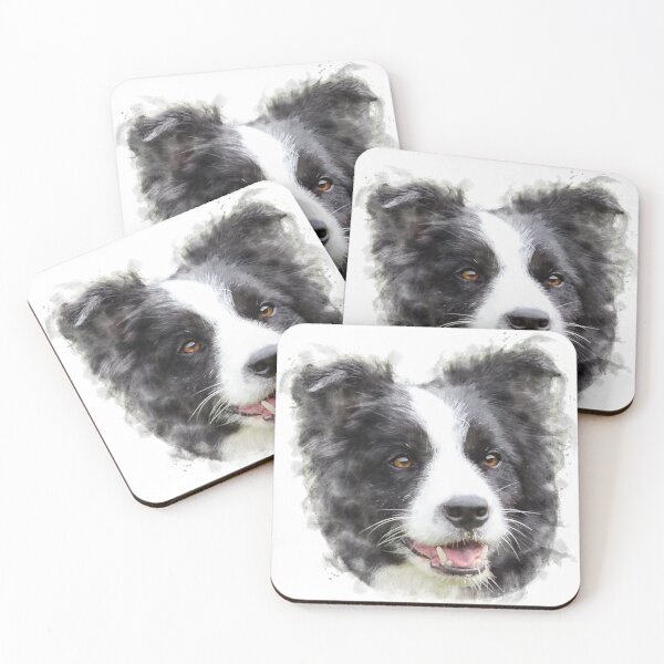 Item preview, Black and White Border Collie Watercolour Artwork designed and sold by Typeglyphs.