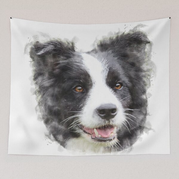 Item preview, Black and White Border Collie Watercolour Artwork designed and sold by Typeglyphs.