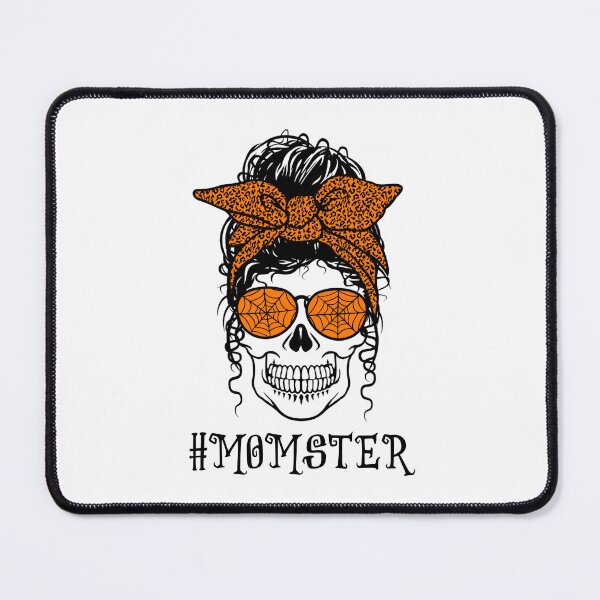 Item preview, Halloween Mom skull in orange messy bun designed and sold by BraveNewDesigns.