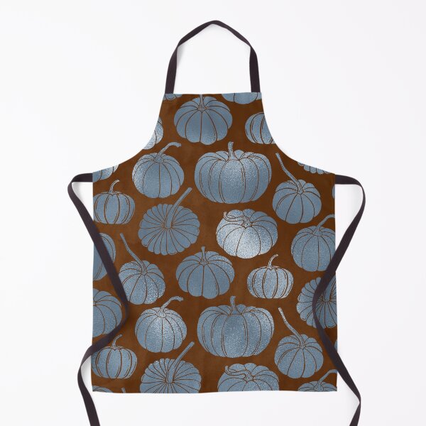 Item preview, Autumn Nights Pumpkin Pattern With Silvery Blue Pumpkins Shimmering On Brown Background designed and sold by LDTreasures.