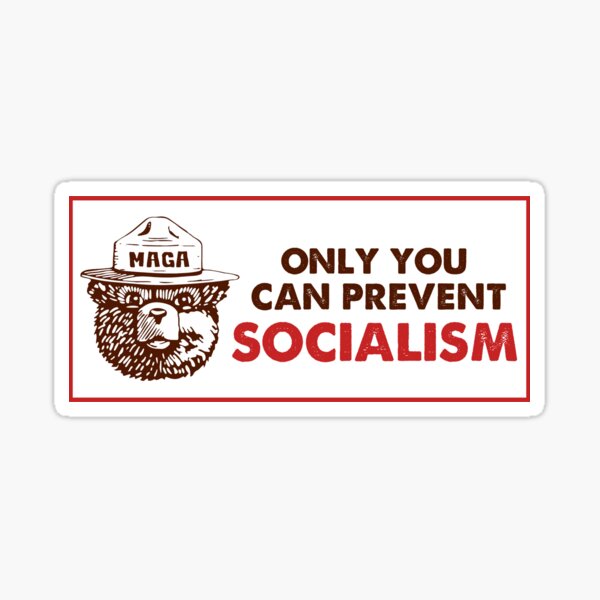 Vista previa del artículo con la obra «Solo tú puedes prevenir el socialismo, Smokey The Bear Socialism Bumper», diseñado y vendido por yass-art.