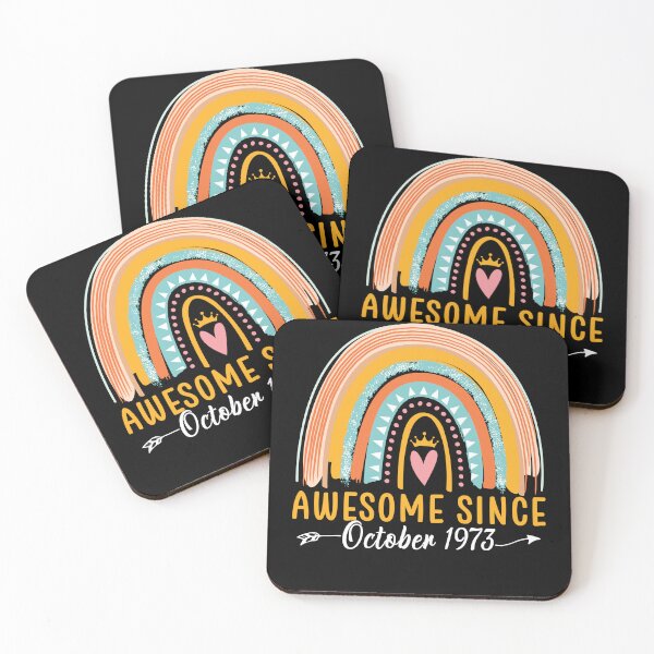 Item preview, Personalized Awesome Since October 1973 49 Year old Birthday Cute Rainbow designed and sold by oswaldcoccoh.