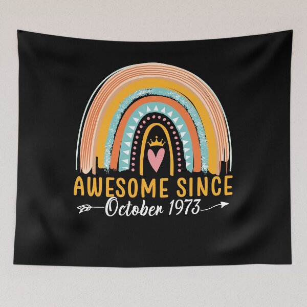 Item preview, Personalized Awesome Since October 1973 49 Year old Birthday Cute Rainbow designed and sold by oswaldcoccoh.