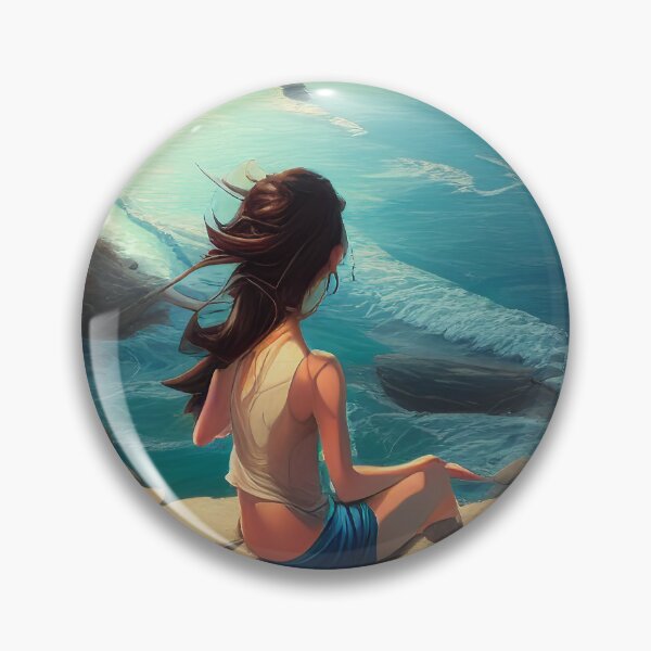 Item preview, A girl on a cliff overlooking the beach designed and sold by Dicoart.