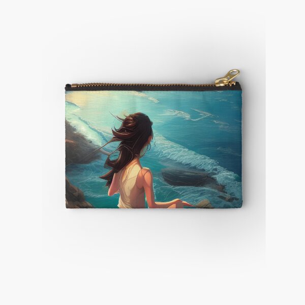 Item preview, A girl on a cliff overlooking the beach designed and sold by Dicoart.