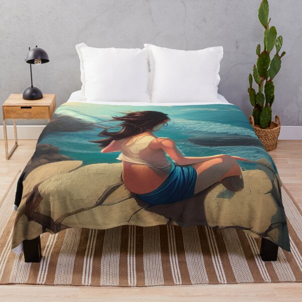 Item preview, A girl on a cliff overlooking the beach designed and sold by Dicoart.