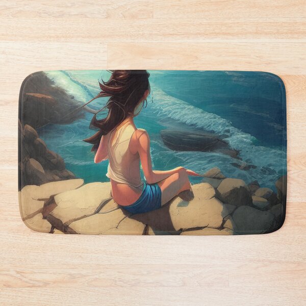 Item preview, A girl on a cliff overlooking the beach designed and sold by Dicoart.