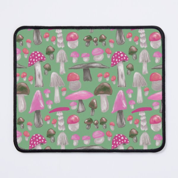 Item preview, Shroom lovin life in pinks on green background designed and sold by katerosestudios.