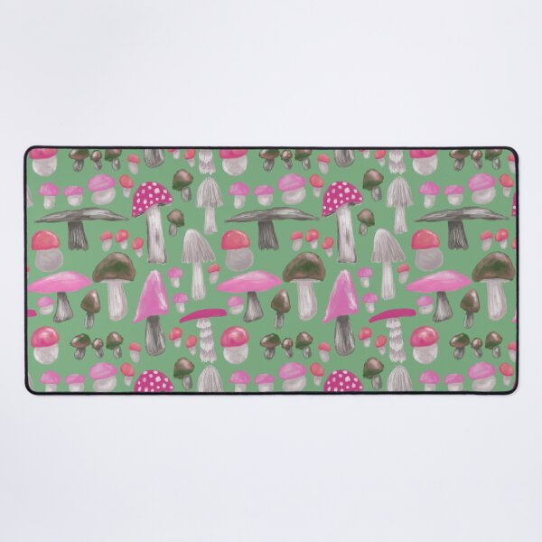 Item preview, Shroom lovin life in pinks on green background designed and sold by katerosestudios.