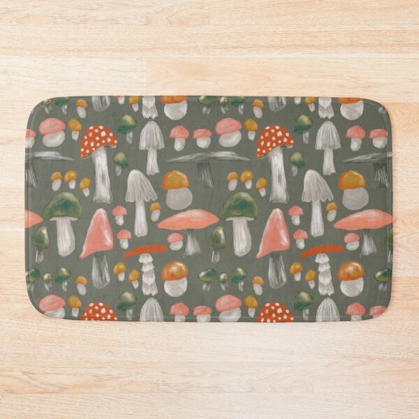 Item preview, Shroom lovin life in reds on gray background  designed and sold by katerosestudios.