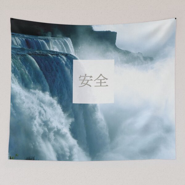 Item preview, Peaceful Waterfall Photo with Japanese Characters for Safety designed and sold by magentasponge.