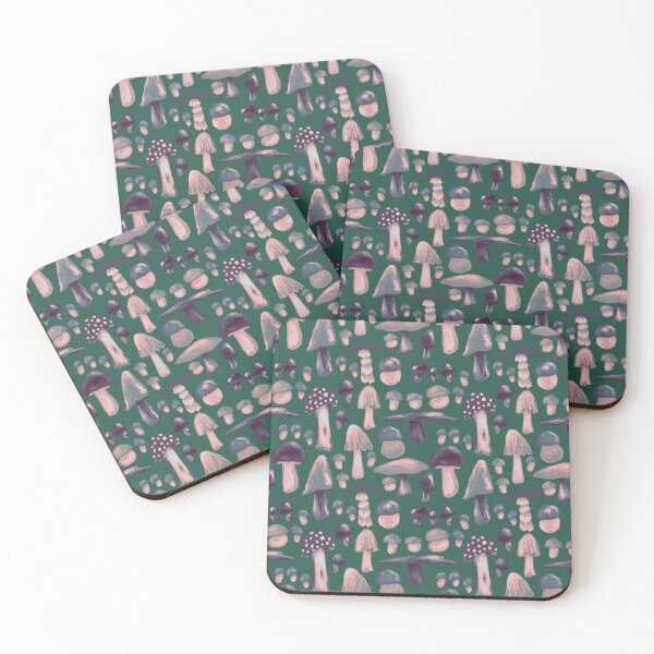 Item preview, Shroom lovin life in monochrome on green background  designed and sold by katerosestudios.