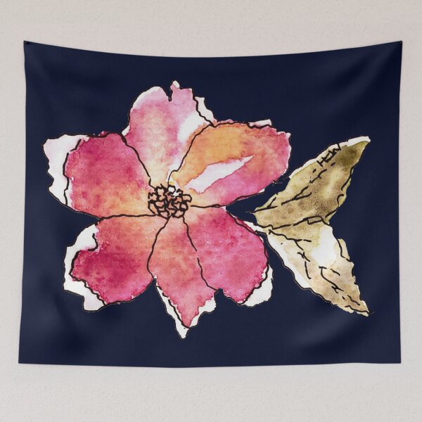 Item preview, Crepe Paper Flower on Navy designed and sold by WallaceColor.